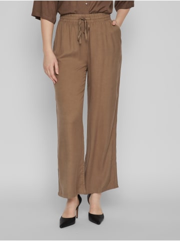 Vila Weite Stoff Hose 7/8 Wide Leg Trousers VIPRICIL in Braun-3