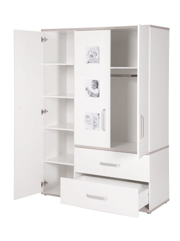 roba Kleiderschrank Moritz 3-türig weiß/Luna Elm mit 3 Bilderrahmen