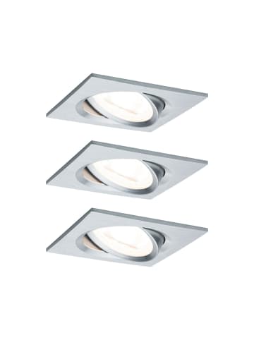 paulmann LED Einbaustrahler Set Nova Coin 3er eckig, schwenkbar, dimmbar in Alu - B:84mm