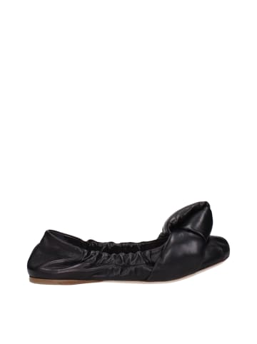 Schwarz Leder Ballerina Flache Schuhe