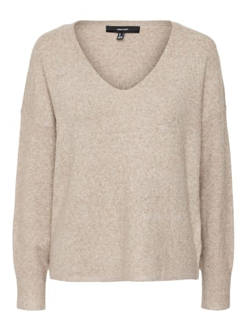 Vero Moda V-Ausschnitt Feinstrick Pullover Langarm Sweater VMDOFFY in Braun