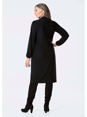 GOLDNER Elegantes Jerseykleid mit V-Ausschnitt in schwarz