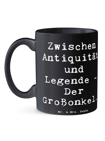 Mr. & Mrs. Panda Kaffeebecher Spruch Großonkel Legenden mit Spruch in Schwarz