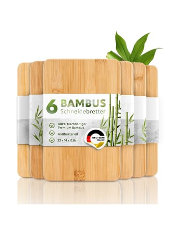Exitoso EXITOSO Schneidebretter aus Bambus, 6er-Set - auch ideal als Frühstücksbrettch