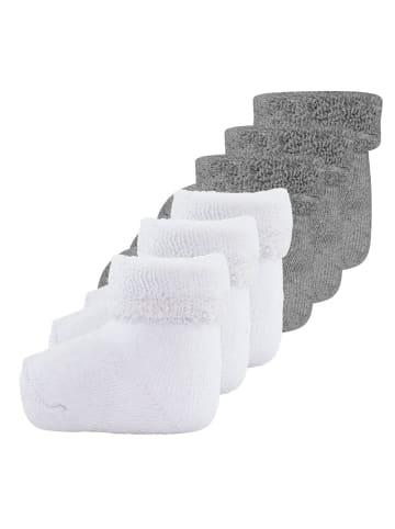 ewers 6er-Set Newborn Socken Uni in weiß & grau