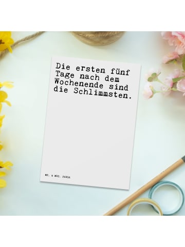 Mr. & Mrs. Panda Ansichtskarte Die ersten fünf Tage... mit Spruch in Weiß