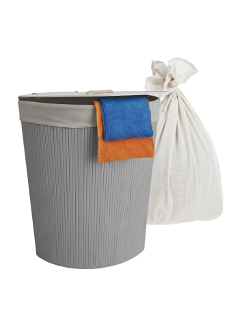 relaxdays Eckwäschekorb in Grau - (B)36 x (H)60 x (T)36 cm