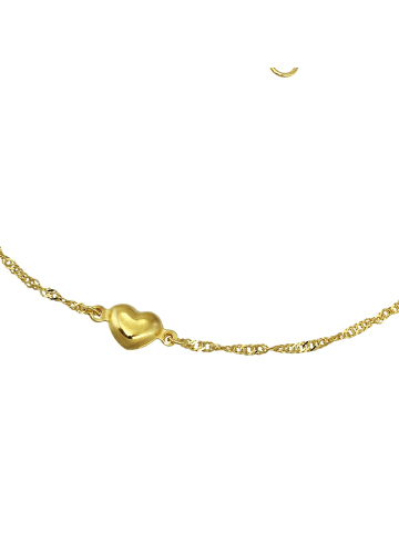 GoldDream Armband Gold 333 Gelbgold - 8 Karat ca. 19cm Herz ca. 5mm x 6mm Singapurkette
