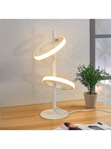 ZMH Tischleuchte LED in weiß 2 Ringen 3000K Warmweiß 13W Drehbare Nachtlampe