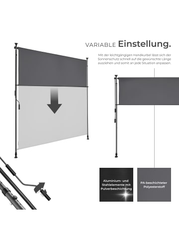 tectake Klemmmarkise Taija mit Handkurbel, UV-beständig und wasserabweisend