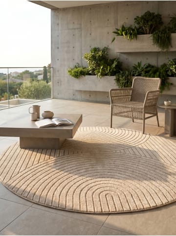 KADIMA DESIGN Kurzflorteppich Skandi 3D-Bögen Waschbar Wohnzimmer in Beige