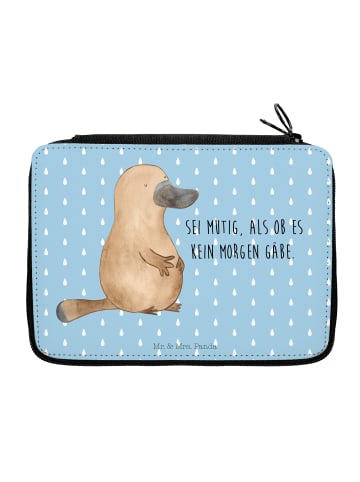 Mr. & Mrs. Panda Federmappe Schnabeltier Mut mit Spruch in Blau Pastell