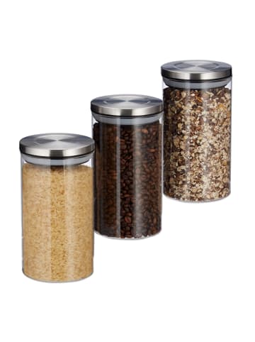 relaxdays 6 x Vorratsglas in Transparent - 1 l