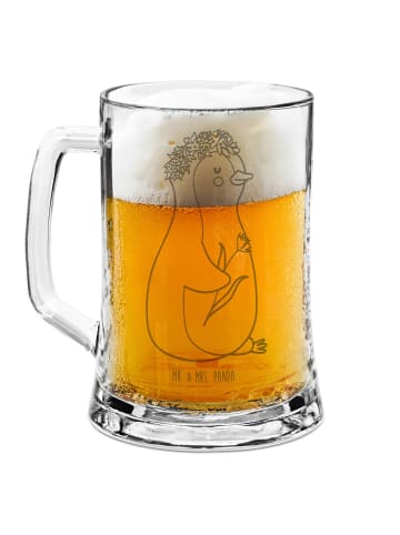 Mr. & Mrs. Panda Gravur Bierkrug Pinguin Blumen ohne Spruch in Transparent