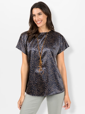 WITT WEIDEN Bluse in marine-camel-bedruckt