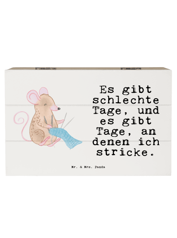 Mr. & Mrs. Panda Geschenkbox Maus Stricken mit Spruch in Weiß