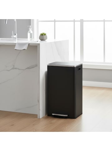 SONGMICS Abfalleimer Pary in Schwarz - (B)37.2 x (H)64.7 x (T)41.6 cm - 50 L