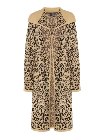 faina Damen Strick Cardigan in Schwarz Beige