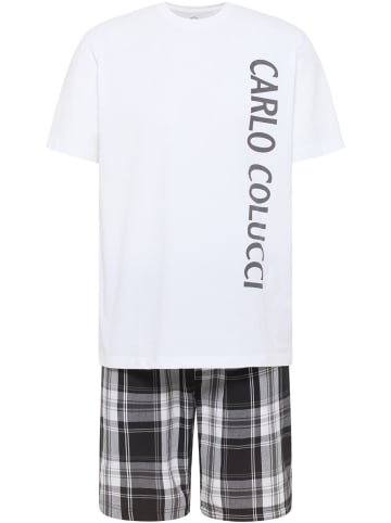 Carlo Colucci Pyjama Dalnodar in Weiß / Grau