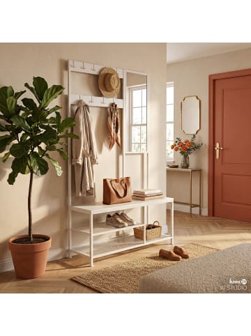 home24 Garderobe Tarpey mit Spiegel in Weiß