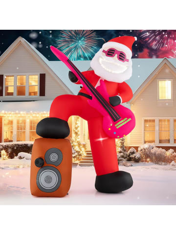 COSTWAY Aufblasbarer Weihnachtsmann mit Gitarre & Musik in Bunt