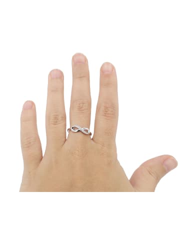 Adeliás Damen Ring Unendlichkeitszeichen aus 925 Silber mit Zirkonia in silber