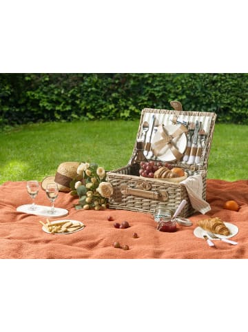 Beliani 15-tlg Picknickkorb CLEMENTINE in /Braun/Grün