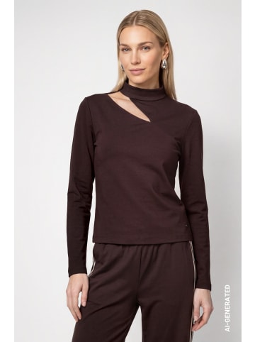 monari Sweatshirt mit Cut out und Stehkragen in Black Coffee