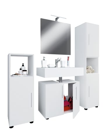 VCM  4-tlg. Badmöbel Set Komplett Badschrank Flandu II in Weiß