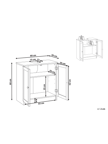 Beliani Waschbeckenunterschrank ATJONI in Grau - (W) 60 x (H) 60 x (L) 30 cm