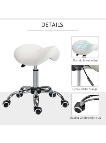 HOMCOM Arbeitshock-52L x 53B x 49-61H cm-Weiß