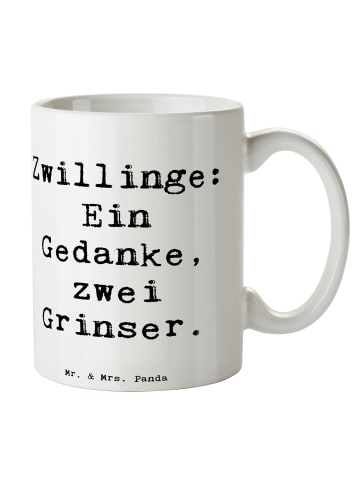 Mr. & Mrs. Panda Kaffeetasse Spruch Zwillingsgeschwister Grinser... in Weiß