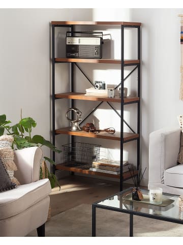 Beliani Bücherregal BRISBANE in Braun/Schwarz - (W) 80 x (H) 160 x (L) 36 cm