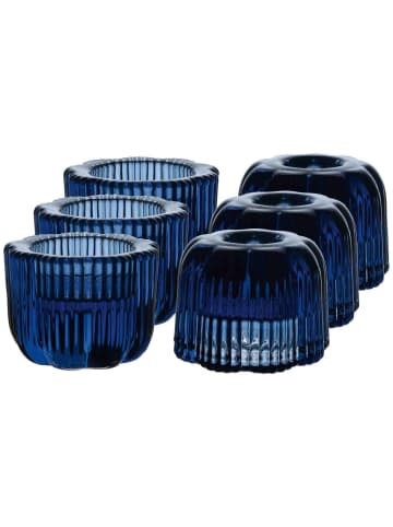 Villeroy & Boch 6er Set 2in1-Kerzenständer Fleur in Blau ø 6,3 cm in blau