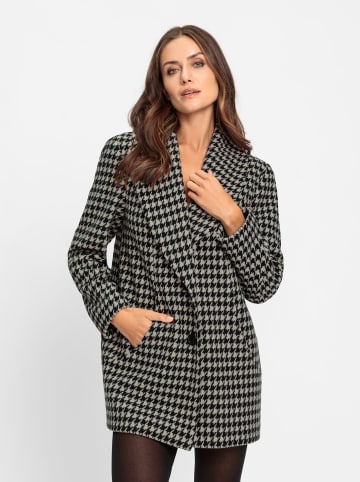 Heine Woll-Jacke in ecru-schwarz-gemustert