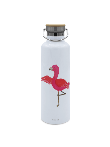 Mr. & Mrs. Panda Trinkflasche Flamingo Yoga ohne Spruch in Weiß