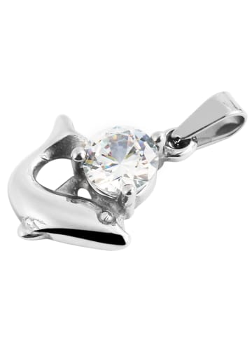 Adeliás Damen Anhänger aus Edelstahl mit Zirkonia in silber