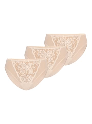 Teyli 3er Pack: Mesh Slip mit floraler Spitze Glamour in beige