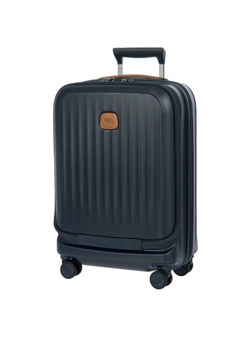 BRIC`s Taormina - 4-Rollen-Kabinentrolley mit Vortasche 55 cm erw. USB (blau) in blau