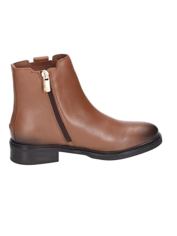 Tommy Hilfiger Flat- Boots Leather Flat Boot in cognac