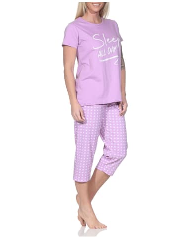 NORMANN Schlafanzug Caprihose kurzarm Karo-Optik 126 10 800 in lila