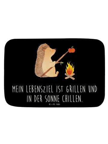 Mr. & Mrs. Panda Badezimmerteppich Igel Grillen mit Spruch in Schwarz