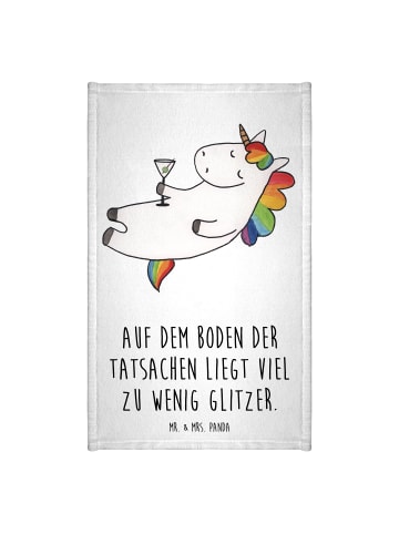 Mr. & Mrs. Panda Handtuch Einhorn Blümchentail mit Spruch in Weiß