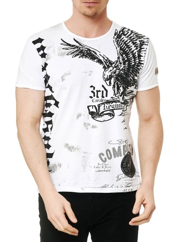 Rusty Neal T-Shirt Verwaschen American Eagle Print in Weiß