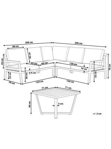 Beliani 2-tlg Sitzgruppe VIZZINI in Grau/Schwarz