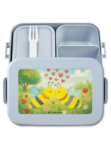 Mr. & Mrs. Panda Bentobox Biene Liebe Design ohne Spruch in Blau Pastell