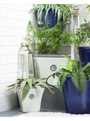 Beliani Outdoor Blumentopf ELATEIA in Weiß/Blau - (W) 32 x (H) 31 x (L) 32 cm
