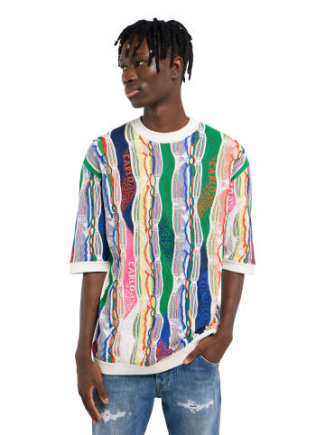 Carlo Colucci Rundhalsshirt Favetta in Weiß / Mehrfarbig