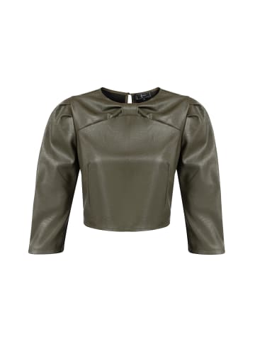 faina Damen Kunstleder Bluse in Oliv