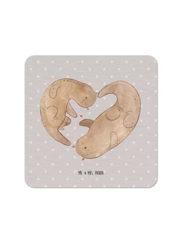 Mr. & Mrs. Panda Tischuntersetzer Otter Herz ohne Spruch in Grau Pastell